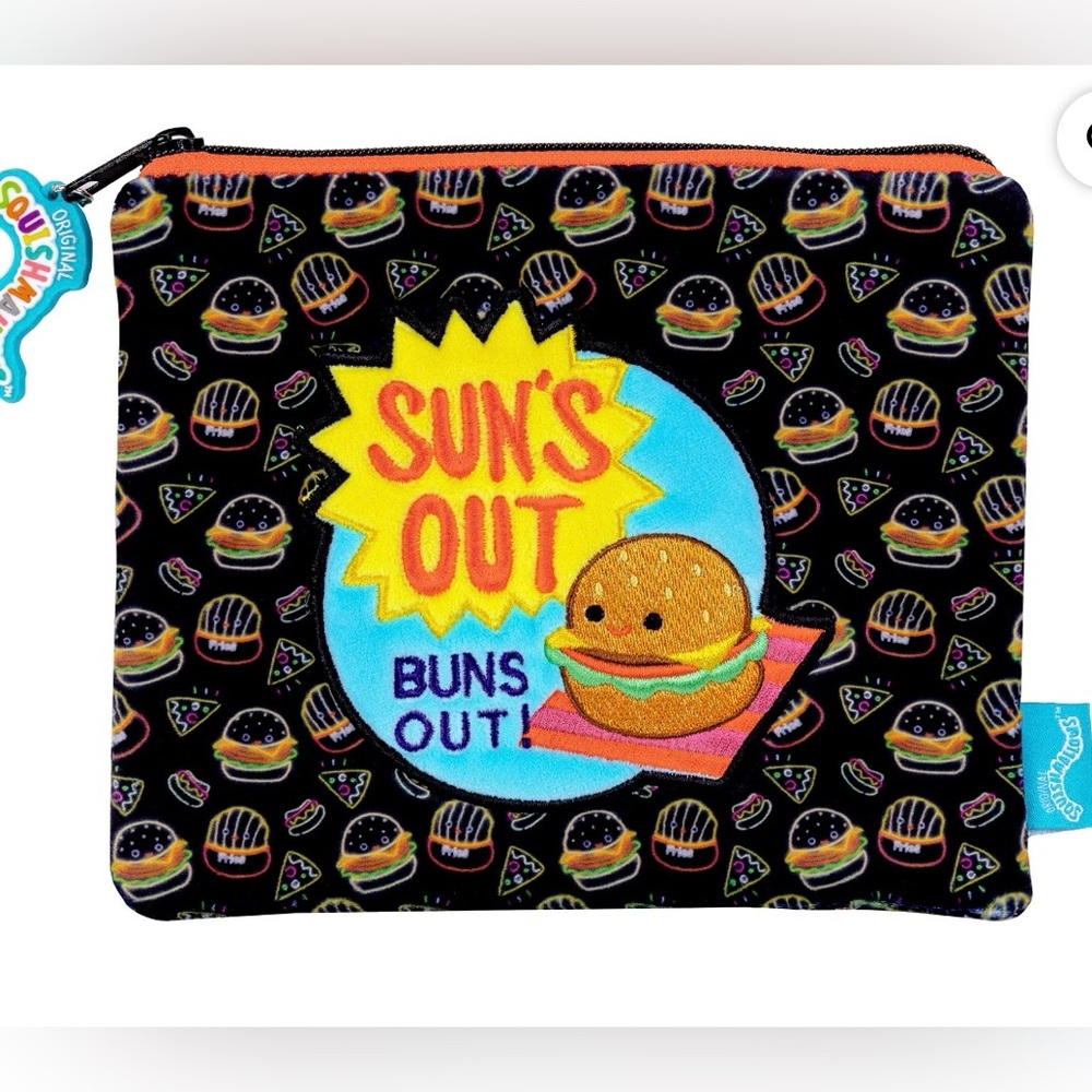 🔴 3/$12 Squishmallows’ Carl the Cheeseburger pouch! NWT!